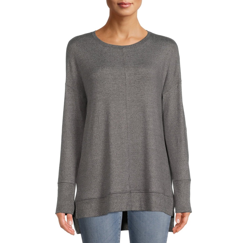 Women's Long Sleeve Crewneck Hacci Knit Tunic‎ Sweater